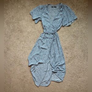 Missguided Blue Floral High Low Dress